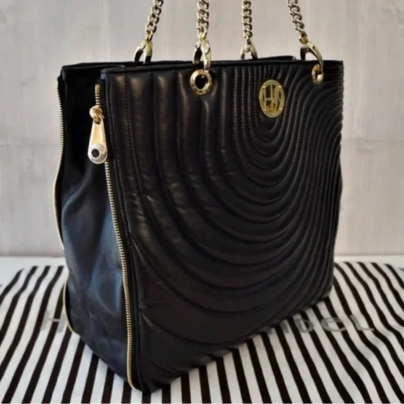 Lambskin Quilted Leather Rare No 7 New York Dog Walk Zip Chain Shoulder Bag - Picture 4 of 6